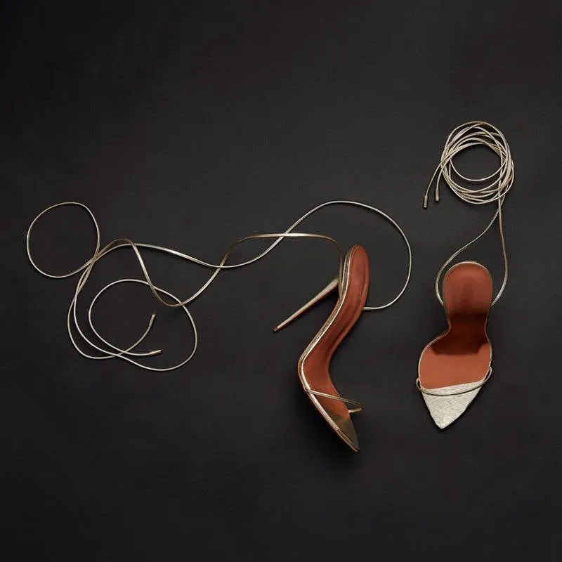Ann – Gold Ankle Strap Stiletto Sandals