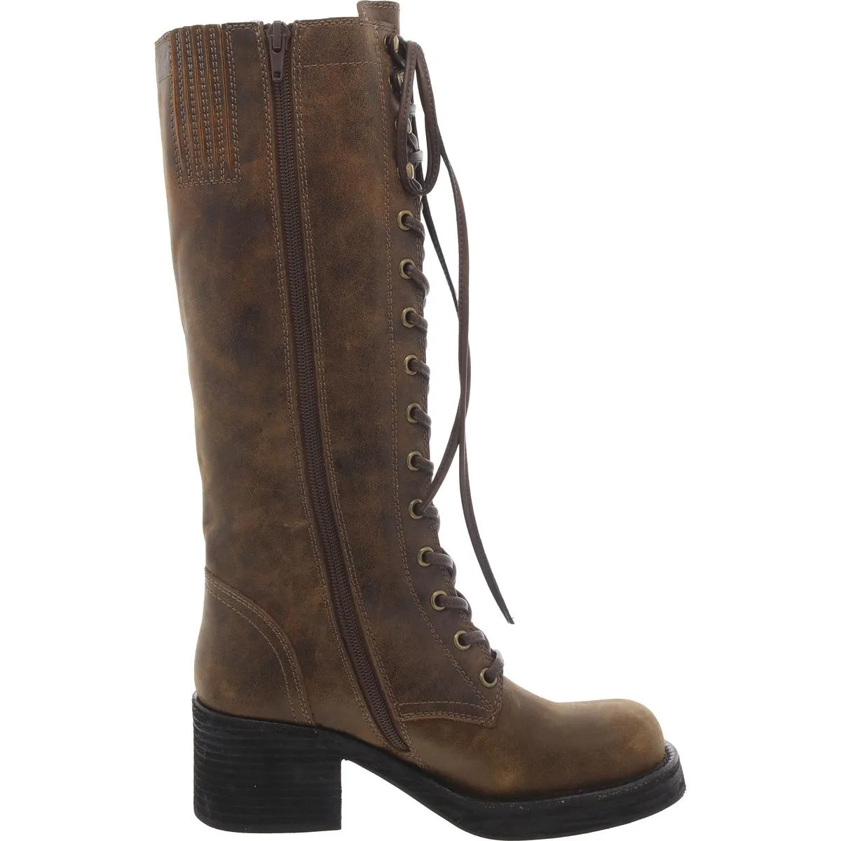 JC Play by Jeffery Campbell Womens Leather Block Heel Combat & Lace-Up Boots