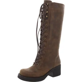 JC Play by Jeffery Campbell Womens Leather Block Heel Combat & Lace-Up Boots