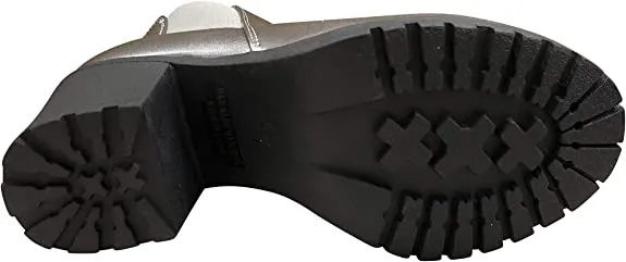 REFRESH CLUB-01 Pewter Elastic Panel Brown Slip On Chunky Heel Ankle Booties